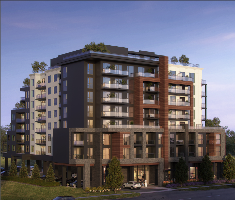 Exterior image of Royal James Condos on Upper James St in Hamilton.